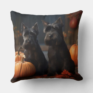 Schotse Terriër Puppy Herfst Plezier Pompoen Kussen
