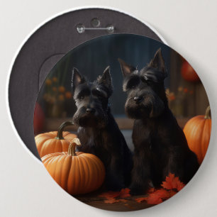 Schotse Terriër Puppy Herfst Plezier Pompoen Ronde Button 6,0 Cm