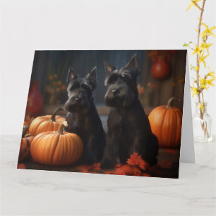 Schotse Terrier Puppy Herfstplezier Pompoen Kaart