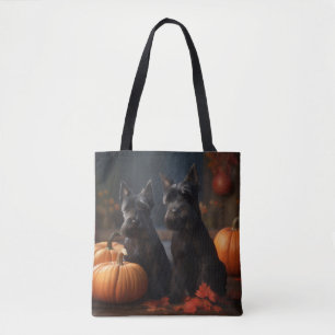 Schotse Terrier Puppy Herfstpracht Pompoen Tote Bag