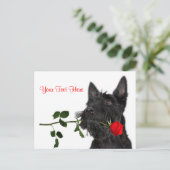 Schotse Terrier Puppy Red Rose Valentijn Design Feestdagenkaart (Staand voorkant)