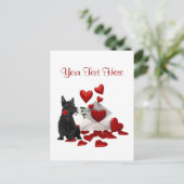 Schotse Terrier Puppy Red Rose Valentijn Design Feestdagenkaart (Staand voorkant)