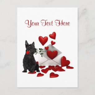 Schotse Terrier Puppy Red Rose Valentijn Design Feestdagenkaart