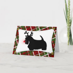 Schotse Terriër Rendier Christmas Kaart