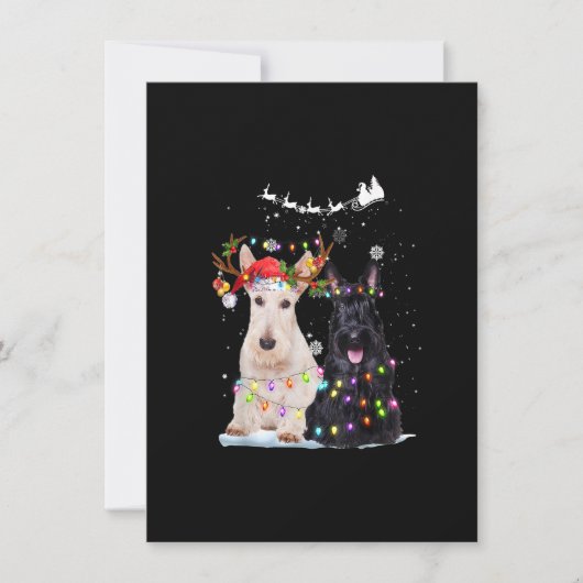 Schotse Terrier Rendier Kerstman Mut Kerstverlicht Kaart (Voorkant)