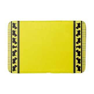 Schotse Terrier/rode halsband/gele plaid, border Badmat