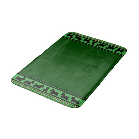 Schotse Terrier/rode halsband/groene vlecht, grens Badmat (Gekanteld)