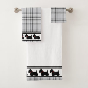 Schotse Terrier/rode halsband/rode plooirok/border Bad Handdoek