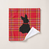 Schotse Terrier/rode halsband/rode vlecht/grens Bad Handdoek (Wasdoekje)