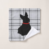 Schotse Terrier/rode halsband/wit - lt grijs gipsp Bad Handdoek (Wasdoekje)