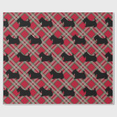 Schotse Terrier Rode Schotse Plaid Inpakpapier (Vlak)