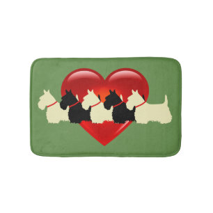 Schotse terrier/rood hart/Sage/Zzzle green Badmat
