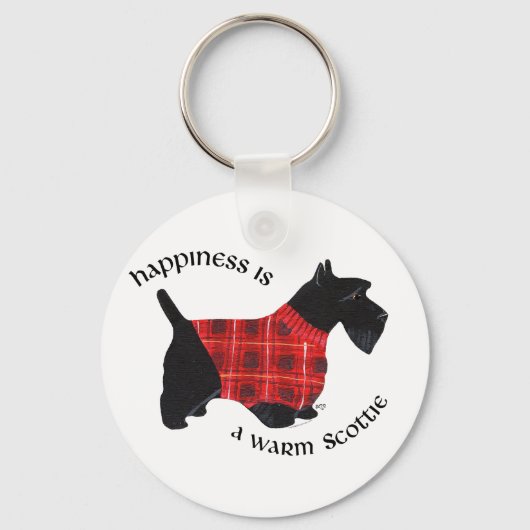 Schotse Terrier Rood & Zwart Schotse Plaid Trui Sleutelhanger (Voorkant)