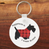 Schotse Terrier Rood & Zwart Schotse Plaid Trui Sleutelhanger (Voorkant)