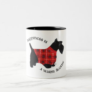 Schotse Terrier Rood & Zwart Schotse Plaid Trui Tweekleurige Koffiemok
