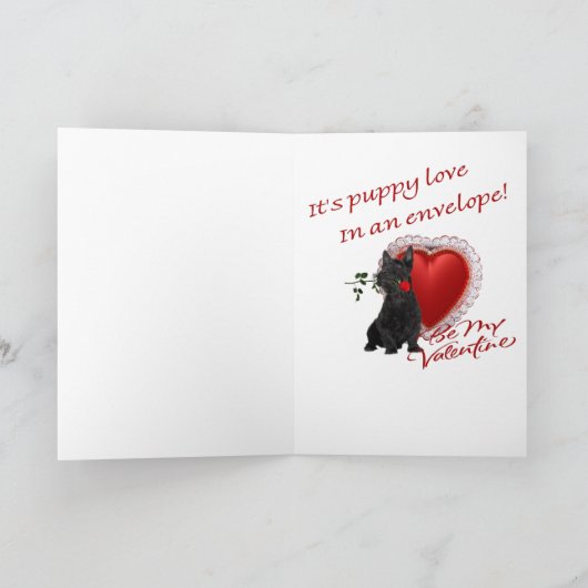 Schotse Terriër Roos en Harten Valentijn Feestdagen Kaart (Binnen)