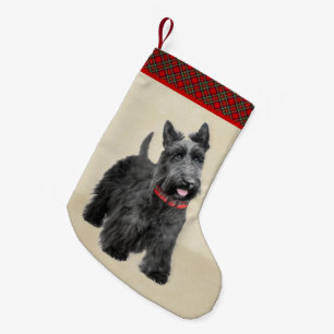 Schotse Terrier Schilderij - Mooie Originele Honde Kleine Kerstsok