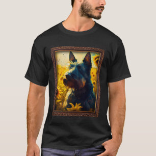 Schotse Terrier schilderij Zonnebloem Bloem Moeder T-shirt
