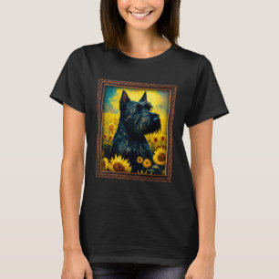 Schotse Terriër Schildert Zonnebloem Bloem Moeder  T-shirt