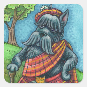 SCHOTSE TERRIER, SCHOTSE HONDENPRIDE Kilt Sporran Vierkante Sticker