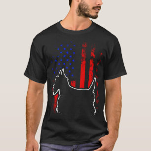 Schotse Terrier Scottie Amerikaanse Vlag 4 juli T-shirt