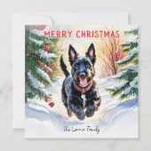 Schotse terriër Scottie Dog in de sneeuw Kerstmis Feestdagenkaart (Voorkant)
