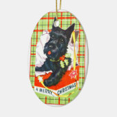 Schotse Terriër Scottie Dog met cadeau en plaid Keramisch Ornament (Links)