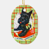 Schotse Terriër Scottie Dog met cadeau en plaid Keramisch Ornament (Achterkant)