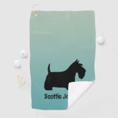 Schotse Terriër Scottie Hond Aangepaste Naam Golfhanddoek (Insitu)