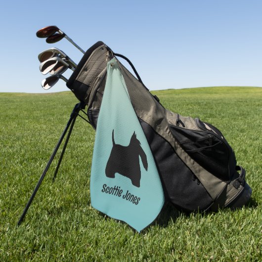 Schotse Terriër Scottie Hond Aangepaste Naam Golfhanddoek (Groen)