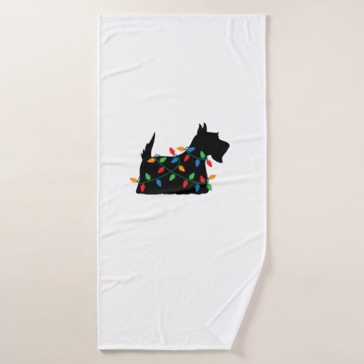 Schotse Terriër Scottie Hond Kerstverlichting Gift Badhanddoek (Badhanddoek)