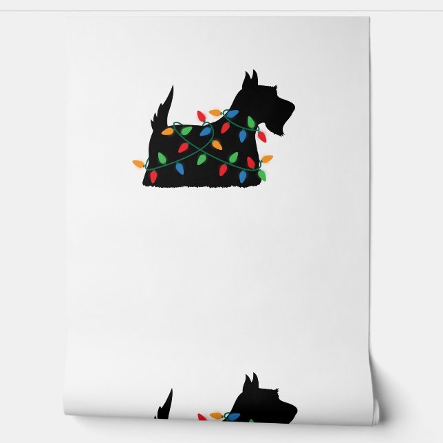 Schotse Terriër Scottie Hond Kerstverlichting Gift Behang (Afrollen)