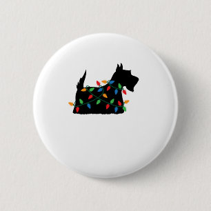 Schotse Terriër Scottie Hond Kerstverlichting Gift Ronde Button 5,7 Cm