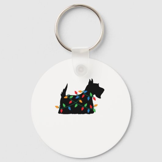 Schotse Terriër Scottie Hond Kerstverlichting Gift Sleutelhanger (Voorkant)