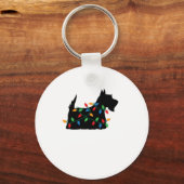 Schotse Terriër Scottie Hond Kerstverlichting Gift Sleutelhanger (Voorkant)