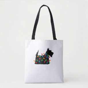Schotse Terriër Scottie Hond Kerstverlichting Gift Tote Bag