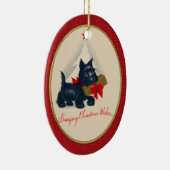 Schotse Terriër Scottie Hond met cadeau en boom Keramisch Ornament (Rechts)