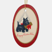 Schotse Terriër Scottie Hond met cadeau en boom Keramisch Ornament (Links)
