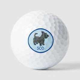 Schotse Terriër Scottie Hond Silhouette Grid Blauw Golfballen