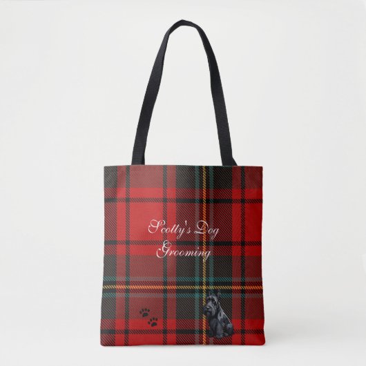 Schotse Terriër (Scotty) Tartan. bewerkbaar Tote Bag (Voorkant)
