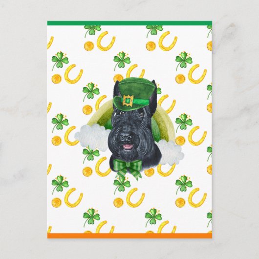 Schotse Terrier Shamrock St. Patrick's Day Feestdagenkaart (Voorkant)