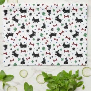 Schotse Terriër Shamrocks Fun Dog Design Theedoek