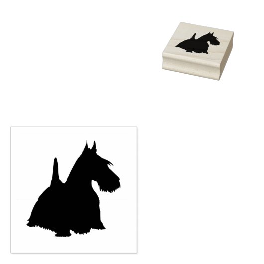 Schotse terriër silhouet/front-side uitzicht rubberstempel (Gestempeld)