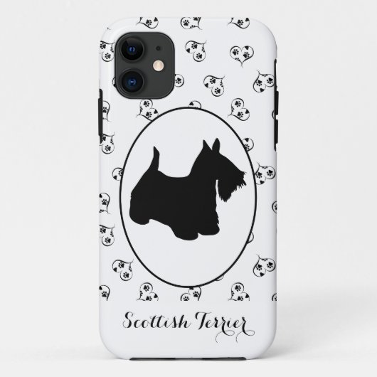 Schotse Terrier Silhouet Harten en Pootafdrukken Case-Mate iPhone Case (Achterkant)