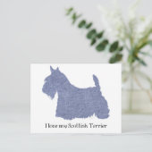 Schotse Terriër Silhouet in Denim Briefkaart (Staand voorkant)
