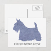 Schotse Terriër Silhouet in Denim Briefkaart (Voorkant / Achterkant)
