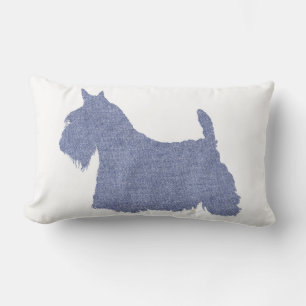 Schotse Terriër Silhouet in Denim Kussen