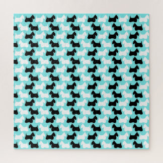 Schotse Terriër silhouet, zwart/witte hond Legpuzzel