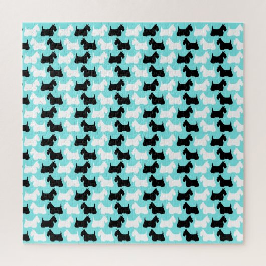 Schotse Terriër silhouet, zwart/witte hond Legpuzzel (Verticaal)