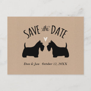 Schotse Terrier Silhouetten Bruiloft Save the Date Aankondigingskaart